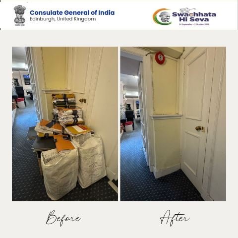 As part of the Special Campaign 4.0 Consulate General of India, Edinburgh carried out a cleanliness drive at the Chancery.