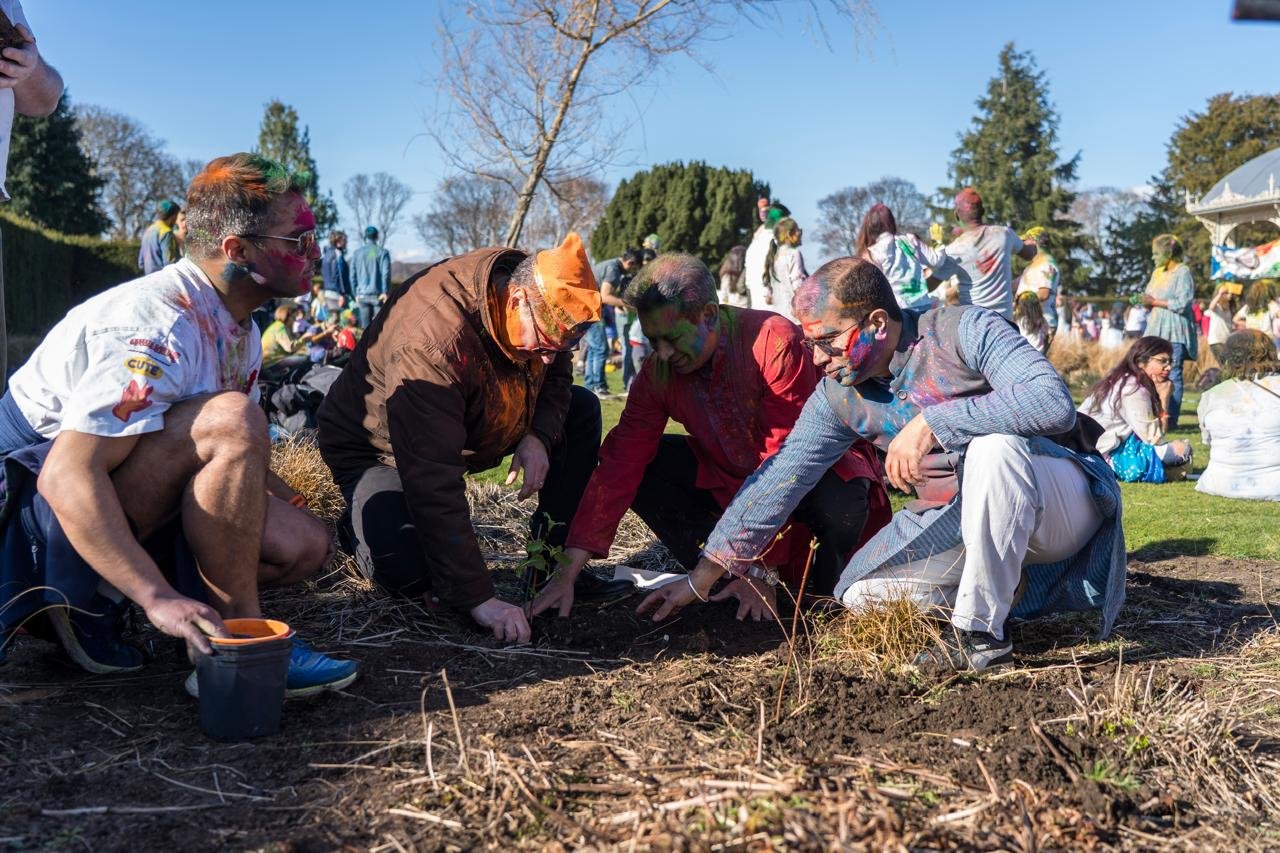 CG participated in a vibrant Holi celebration and took part in the meaningful initiative “Ek Ped Maa Ke Naam'' by planting saplings at Saughton Park.