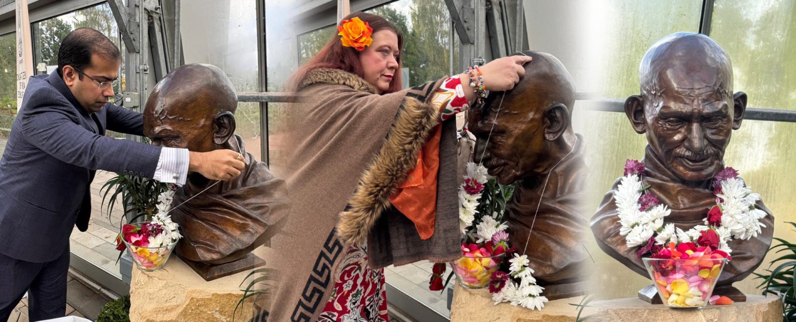 Consulate officials offered floral tributes to Mahatma Gandhi’s bust at Saughton Park, Edinburgh on the occasion of his 155th birth anniversary.